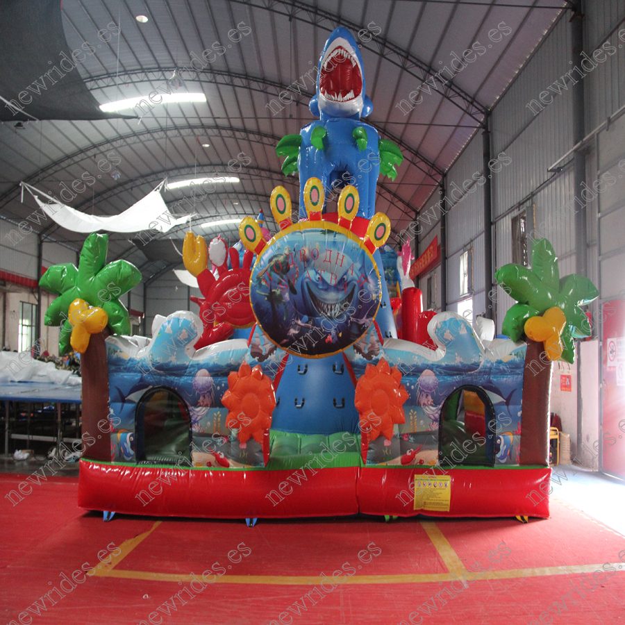 Paseos en trampolín inflable con temática oceánica de gran tamaño 14X7M a la venta