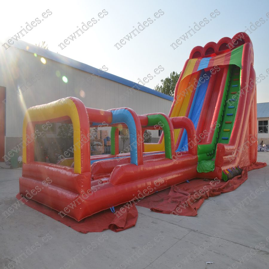 Paseos inflables deslizantes de tres pasillos en venta 18.3X5.2X8m